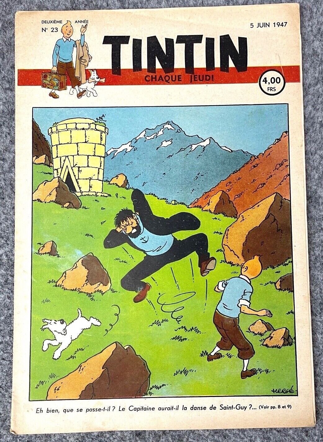 JOURNAL TINTIN Issue 3 1947 Herge Cover Edition Originale Vintage Comic EO