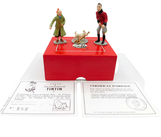 Pixi Tintin Figurine set x3 4525 "Tintin Milou & Ottokar" 1992 Rare Metal Figure