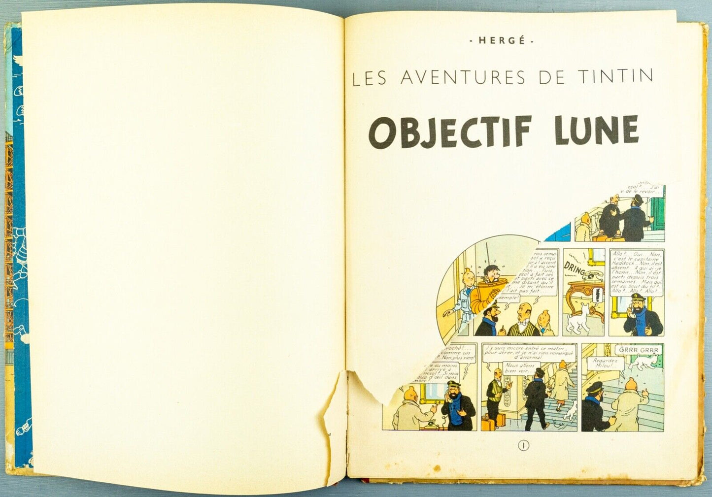 Objectif Lune Comic Book - Casterman 1953 French Hardback 1st Edition Herge