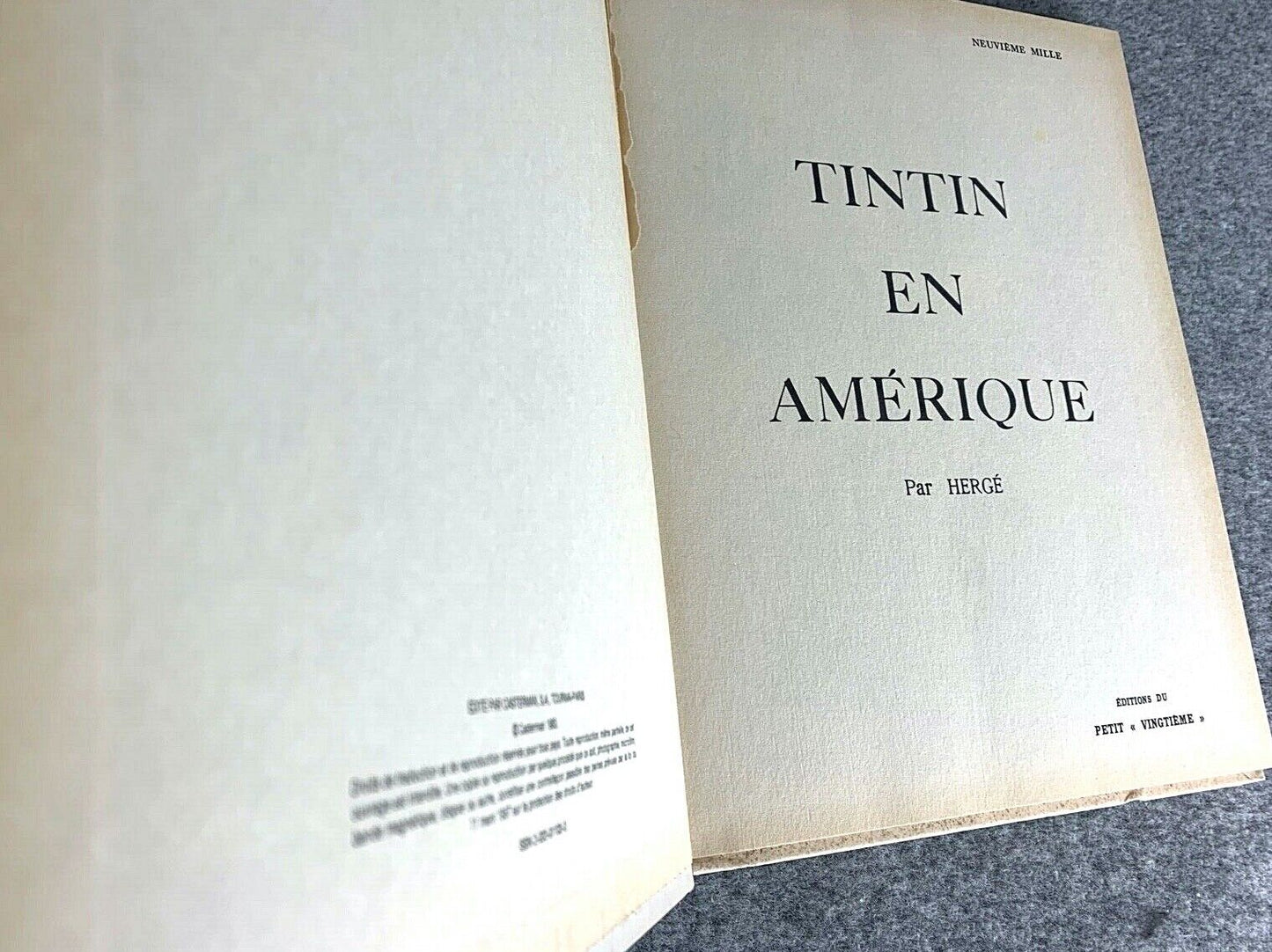 Tintin En Amerique Alternative Cover - Rare B&W Facsimile 1st Edition - 1983 French EO Noire Blanc