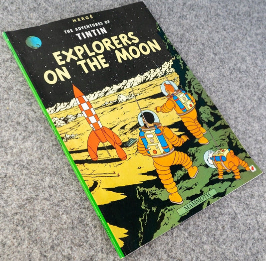 Explorers on the Moon - Tintin Mammoth UK Paperback Edition Book 1990s