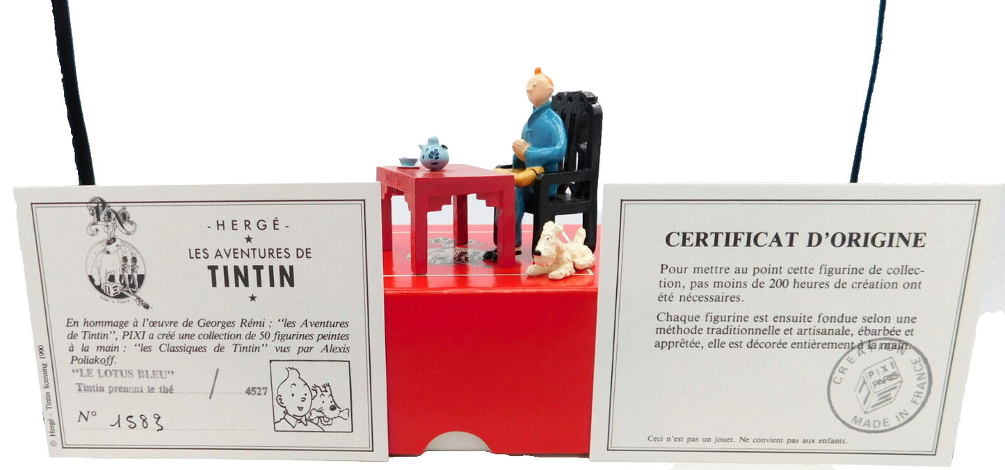 Pixi Figurines 4527 Tintin Drinking Tea: Blue Lotus 1992 Rare Metal Figurine