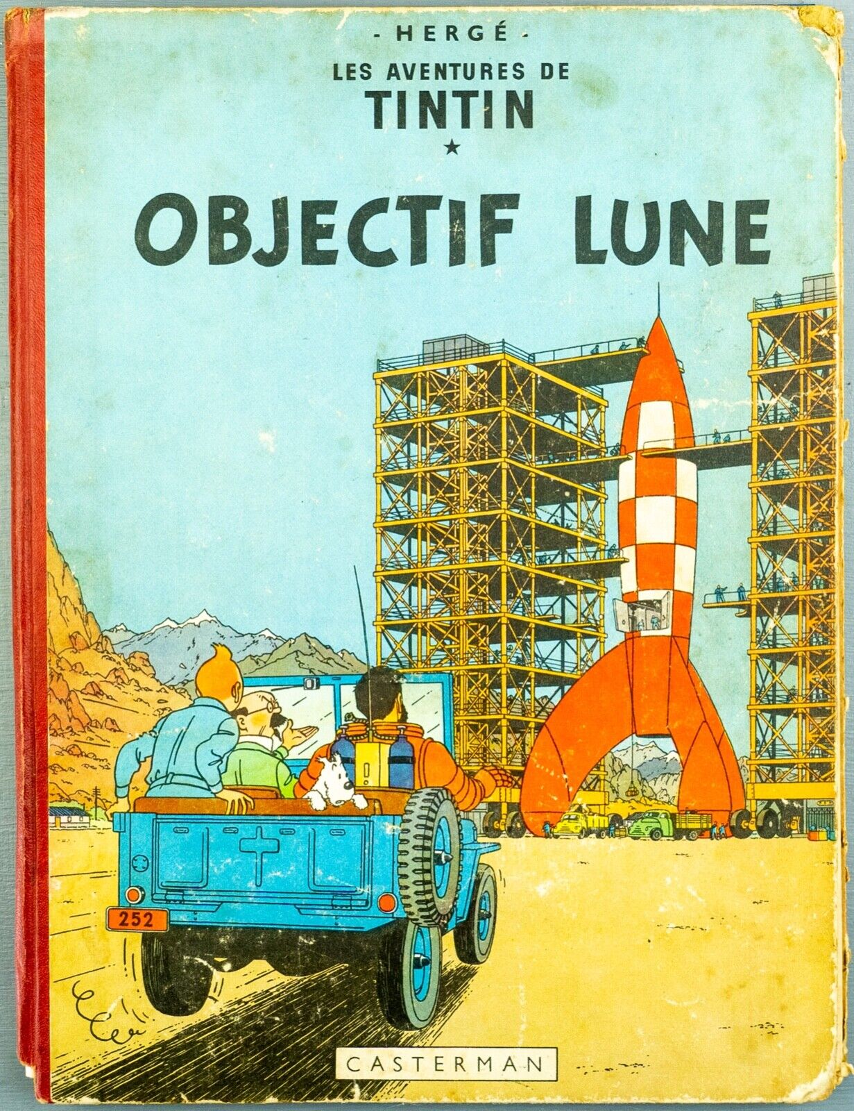Objectif Lune Comic Book - Casterman 1953 French Hardback 1st Edition Herge
