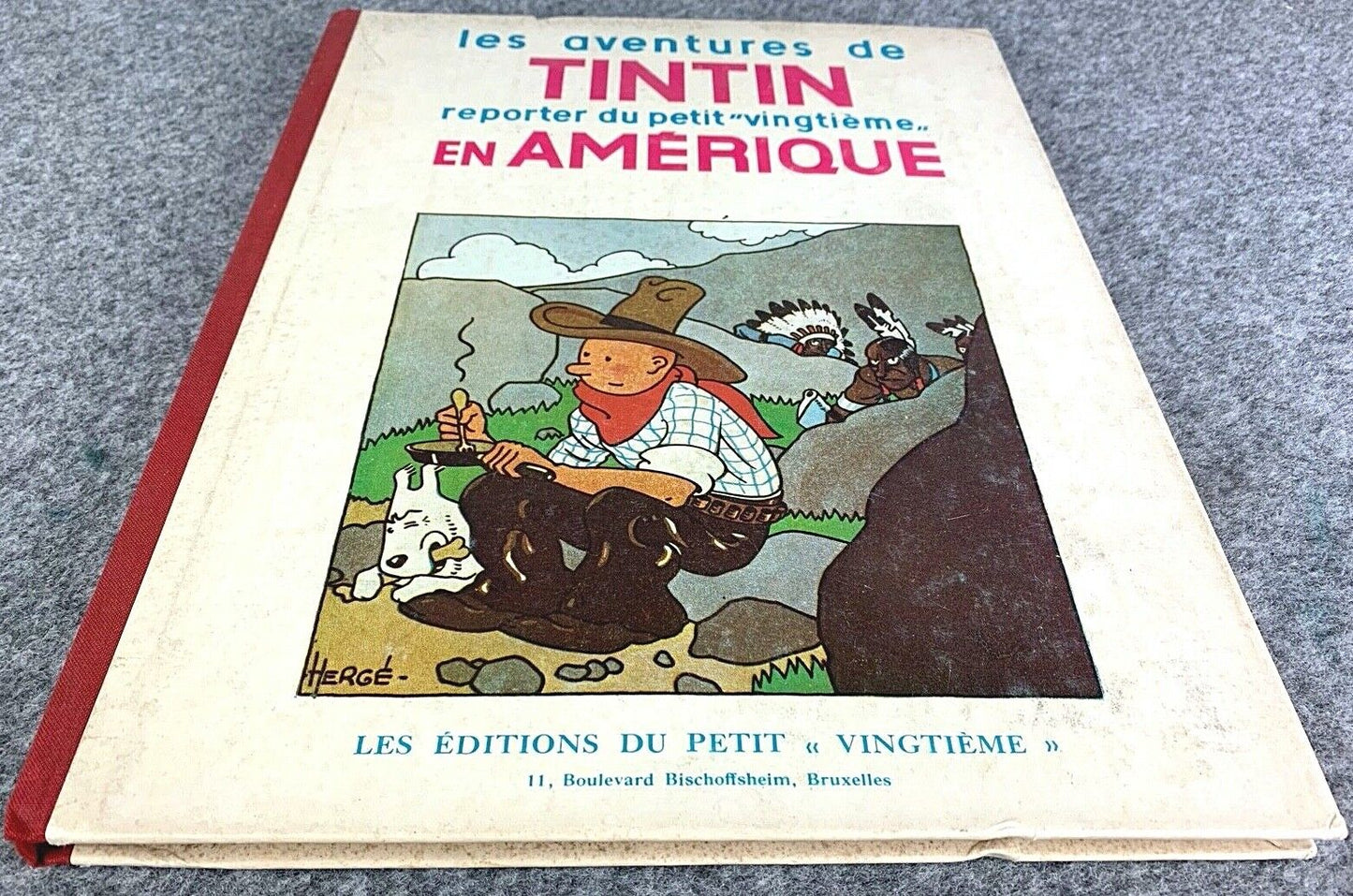 Tintin En Amerique Alternative Cover - Rare B&W Facsimile 1st Edition - 1983 French EO Noire Blanc