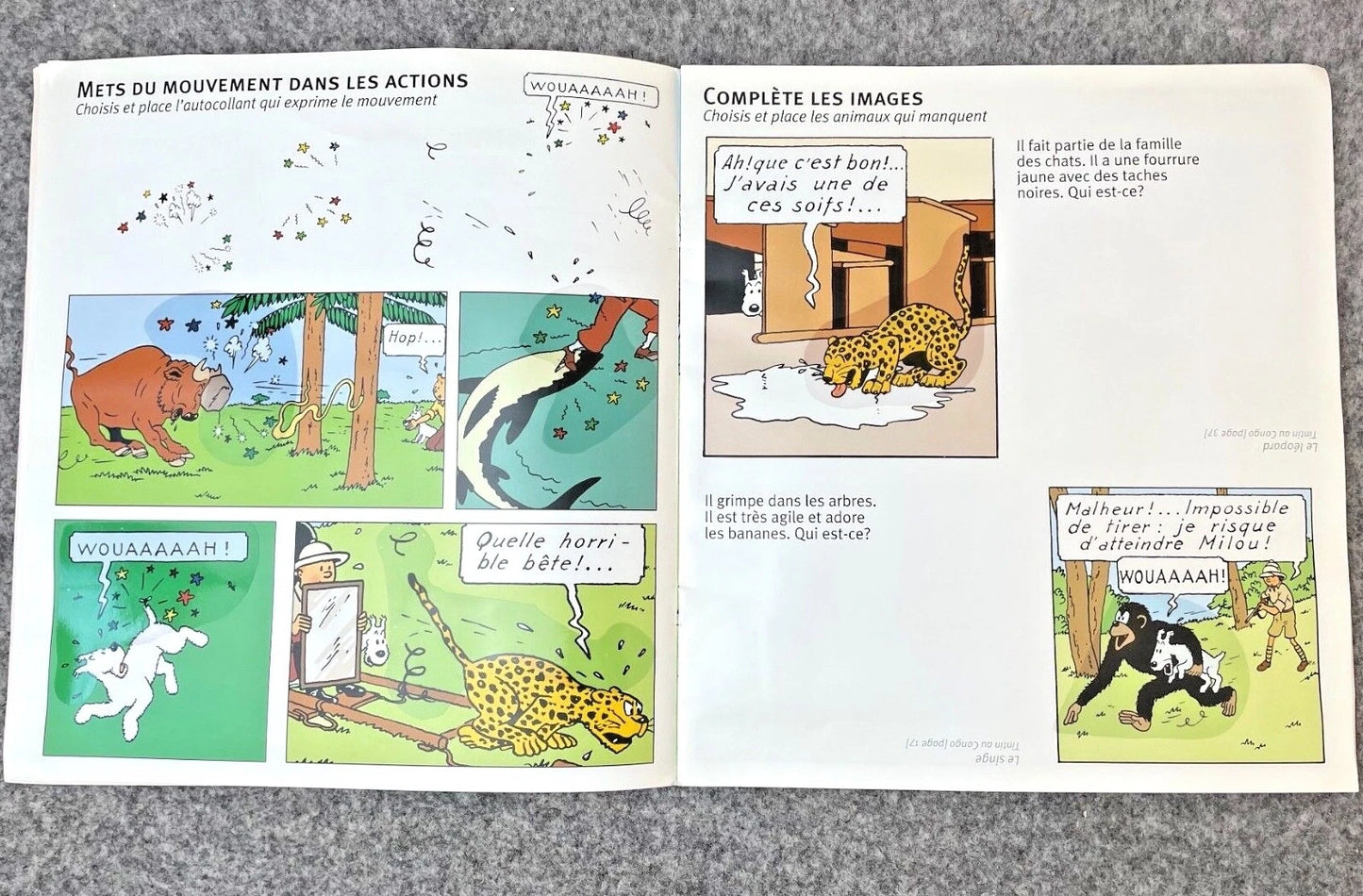 Tintin et les animaux Rare LTD Release 2002 Tintin Sticker Book Editions Moulinsart