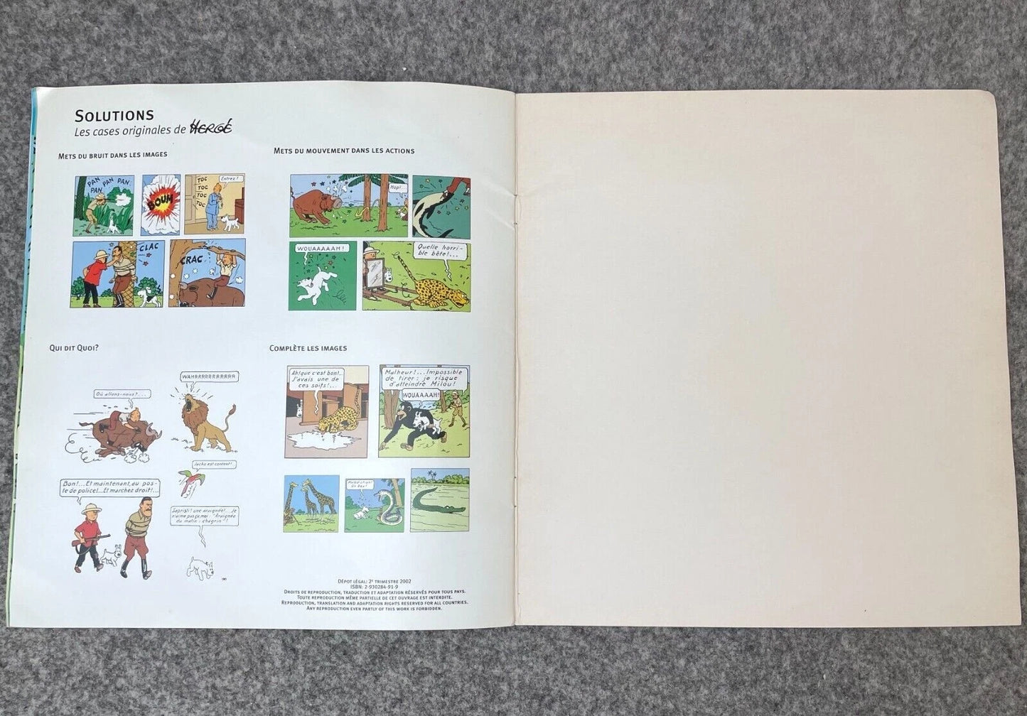 Tintin et les animaux Rare LTD Release 2002 Tintin Sticker Book Editions Moulinsart
