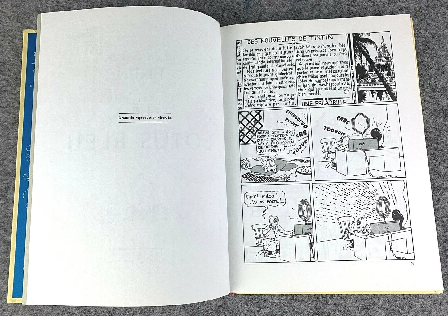 Le Lotus Bleu Rare B&W MINI Facsimile French 1st Edition 1980s HB Tintin Book