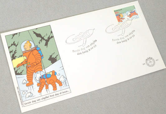 Spacesuits + Envelope Moon Set: Rare Belge Post/Moulinsart Tintin Postage Stamp