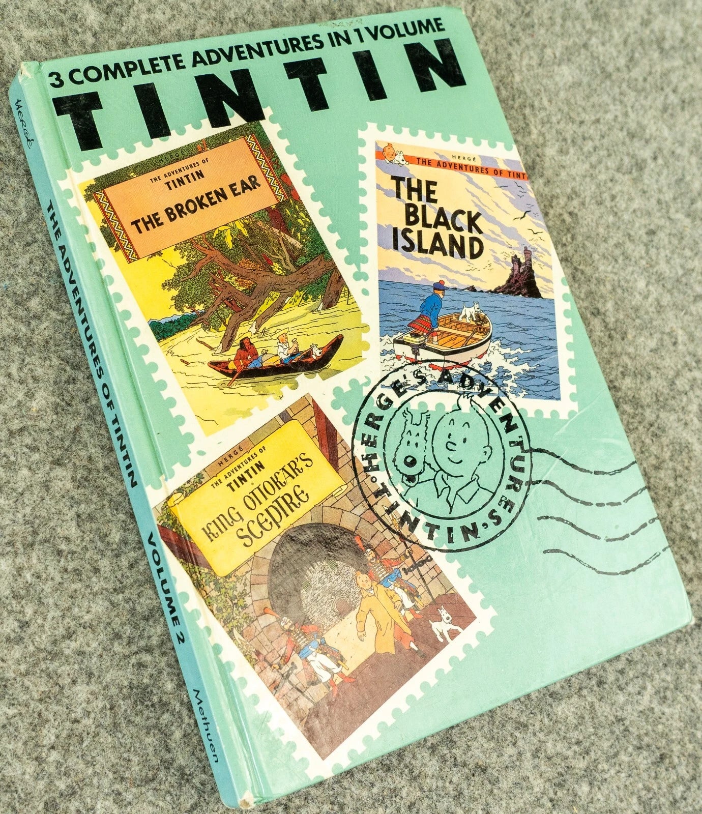 Tintin 3 in 1 Volume 2 - 1990 UK Methuen Hardback 1st Edition Comic Book