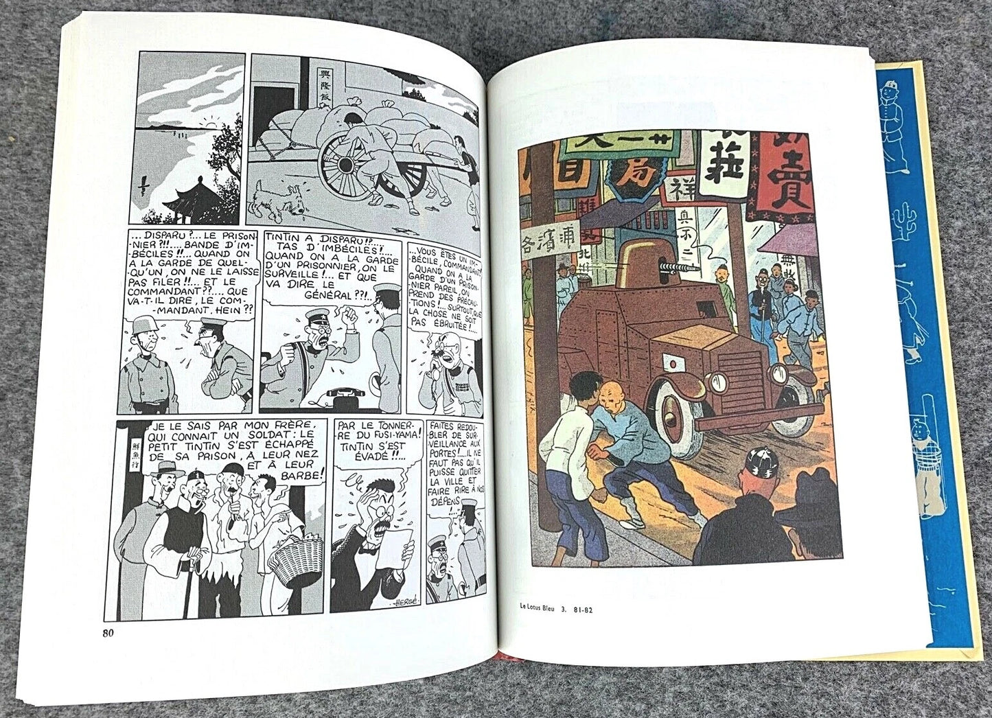 Le Lotus Bleu Rare B&W MINI Facsimile French 1st Edition 1980s HB Tintin Book