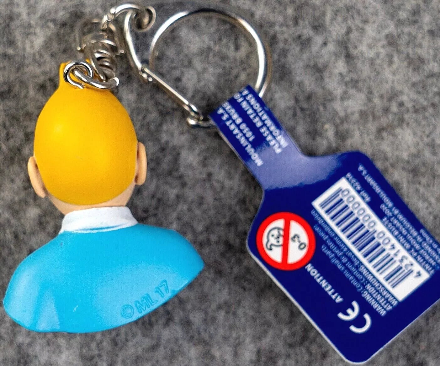 Moulinsart Toy Keyring: Tintin bust 3.5cm Height 42314 Official Tintin Figure Key Ring