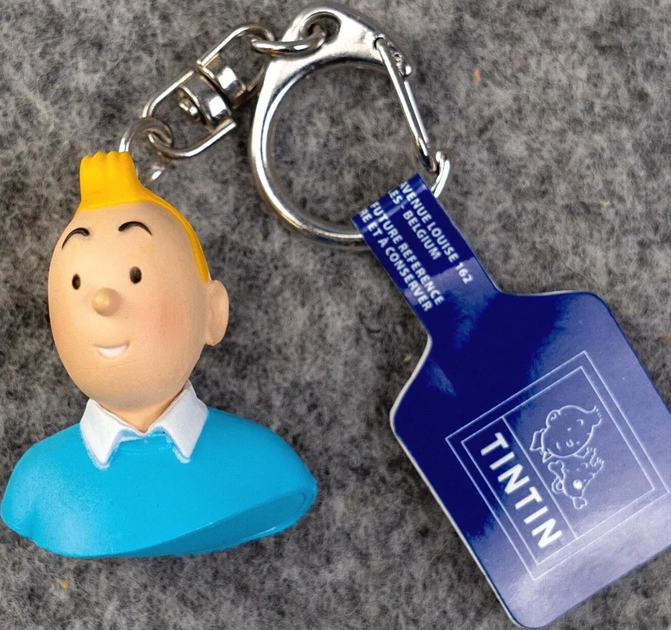 Moulinsart Toy Keyring: Tintin bust 3.5cm Height 42314 Official Tintin Figure Key Ring