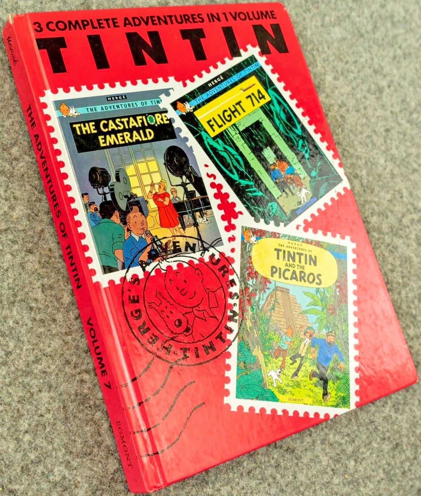 Tintin 3 in 1 Volume 7 - 1992 UK Egmont Hardback 1st Edition Comic Book
