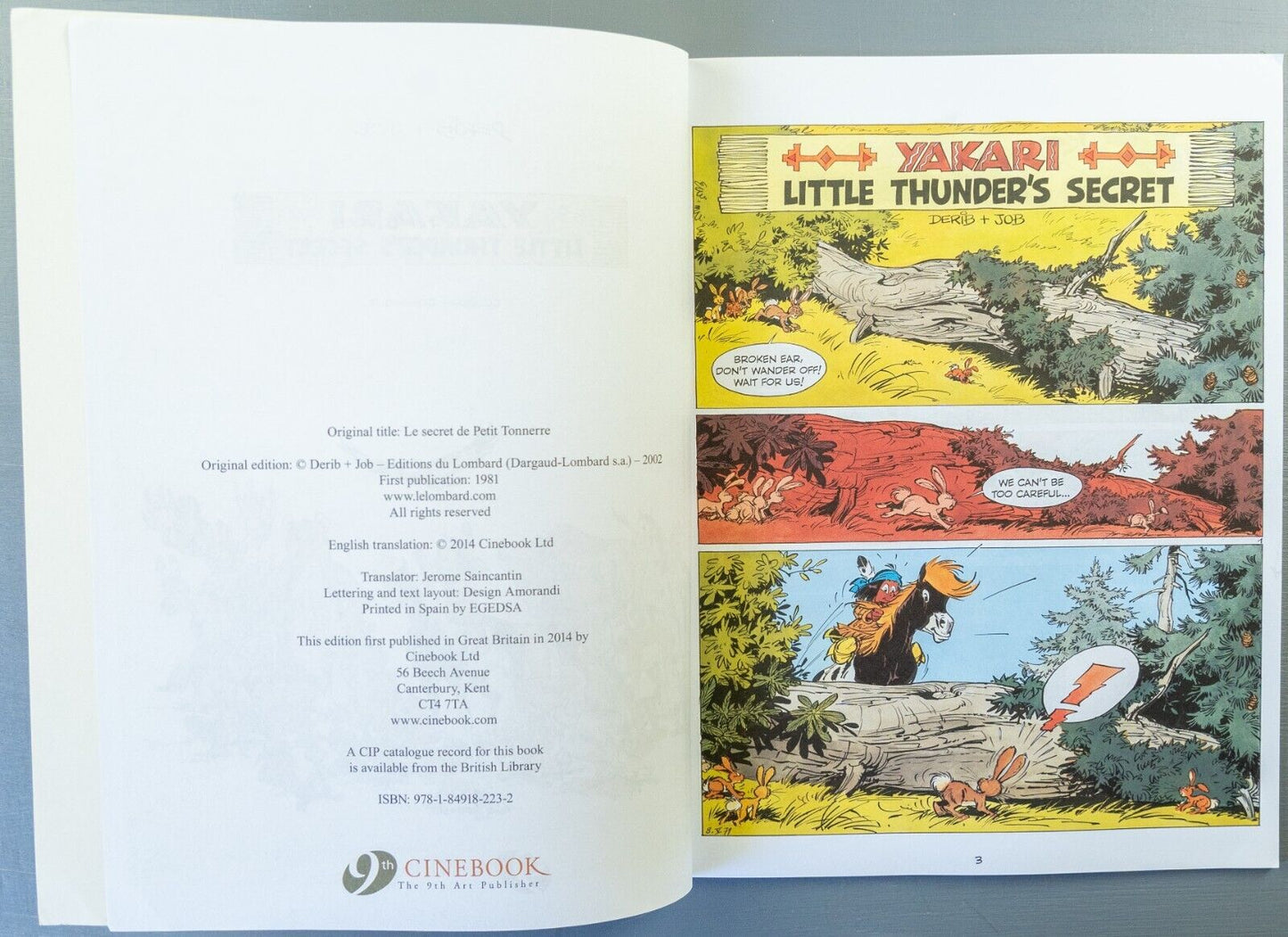 Yakari Little Thunder’s Secret Volume 12 Cinebook Paperback Comic Book Derib+job