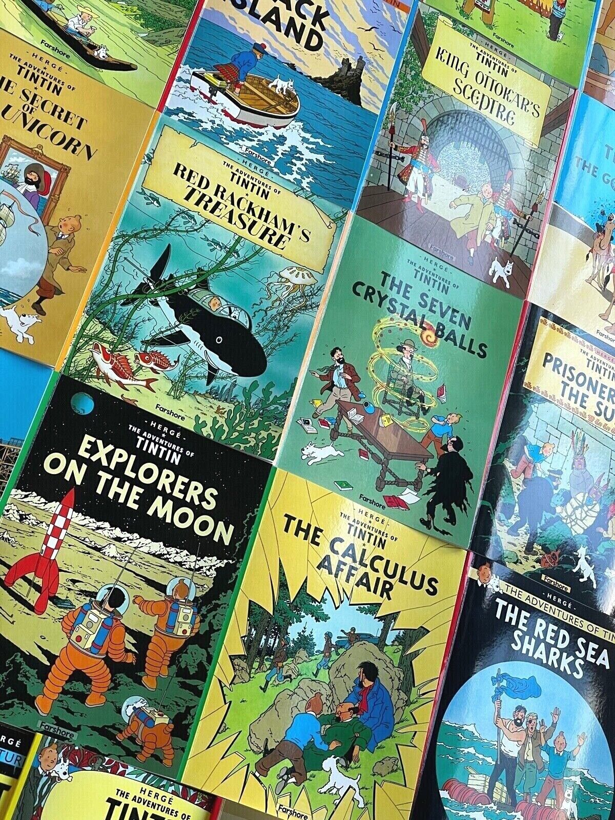 Adventures of Tintin Box Set x25 Farshore Paperback books by Herge Comic Lot