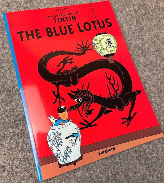 The Blue Lotus - Farshore 2000s UK Edition Tintin Book Paperback Herge