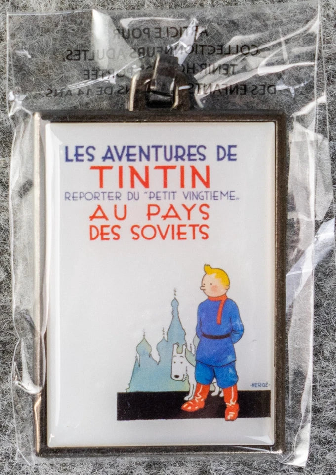 Moulinsart Tintin Title Cover Keyring 42517 - Land of Soviets Metal (re-colourised)