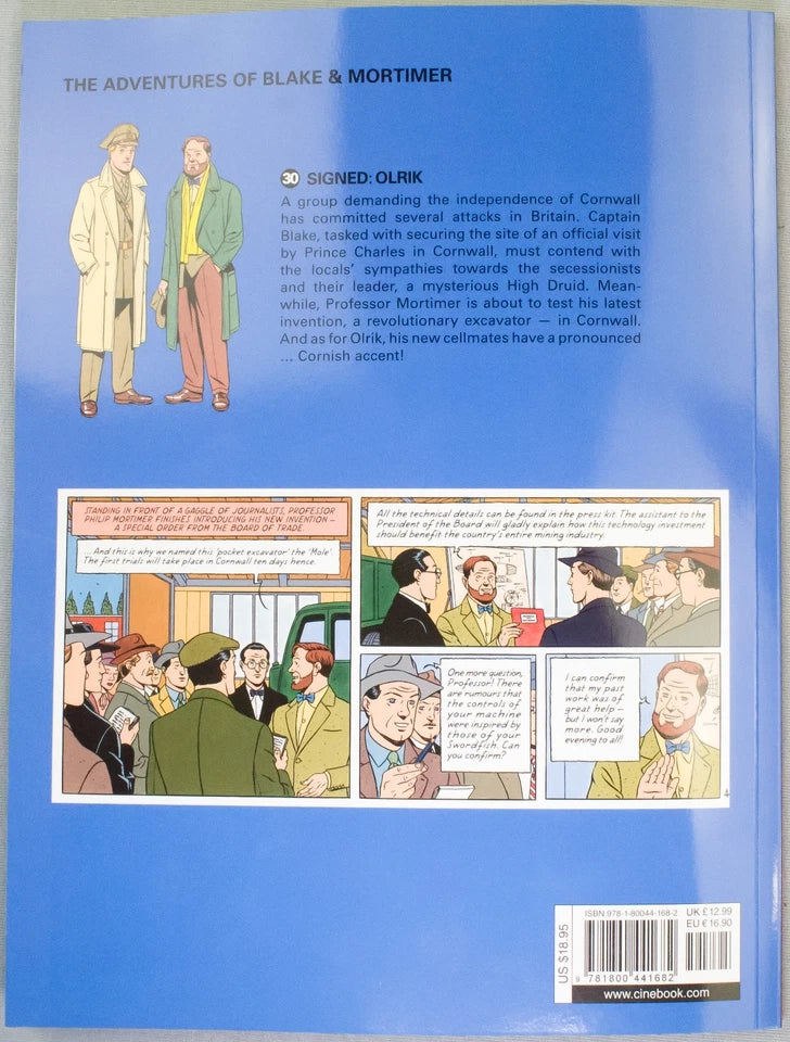 Signed Olrik - Blake & Mortimer Comic Volume 30 - Cinebook UK Paperback Edition By Edgar P. Jacobs.