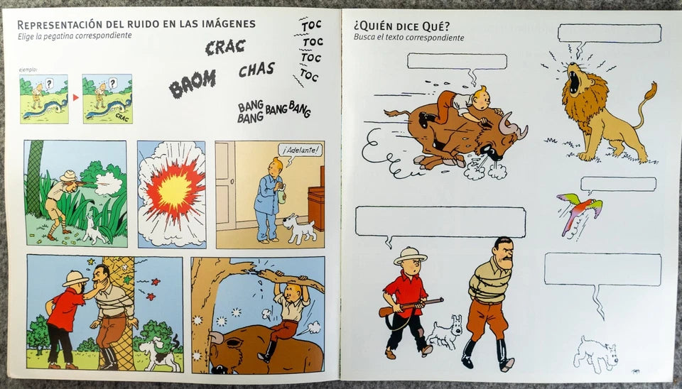 Tintin Animales Rare LTD Spanish Release 2002 Tintin Sticker Book Editorial Zendrera Zariquie