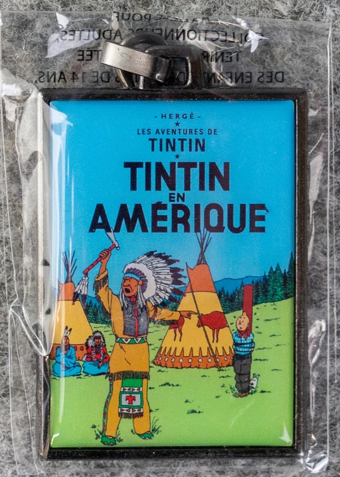 Moulinsart Tintin Title Cover Keyring 42521 - Tintin in America Metal