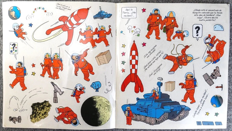 Tintin Espacio Rare LTD Spanish Release 2002 Tintin Sticker Book Editorial Zendrera Zariquie