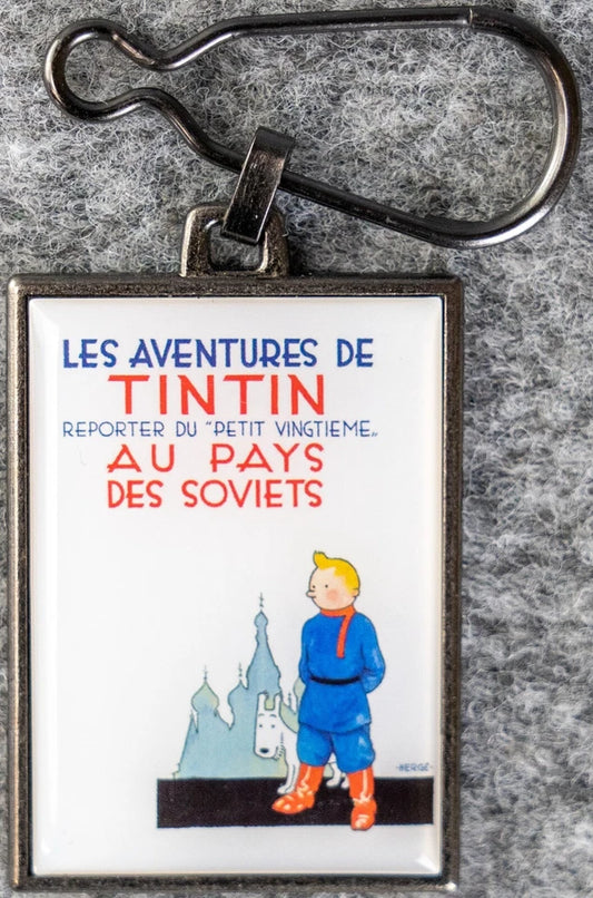 Moulinsart Tintin Title Cover Keyring 42517 - Land of Soviets Metal (re-colourised)