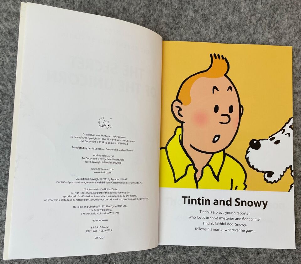 The Secret Of the Unicorn - Tintin Young Readers Book UK 2013 Egmont Paperback Editions