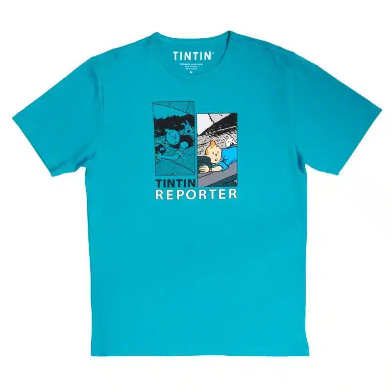 Moulinsart "Tintin Train" Kids T-Shirt: Turquoise/Colour Cotton T Shirt 2-12 yrs