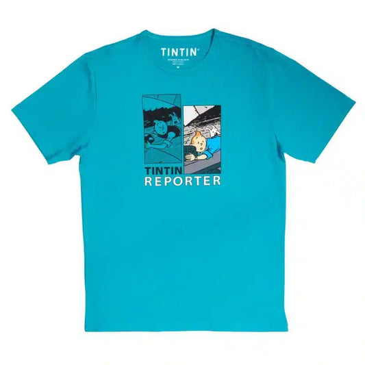 Moulinsart "Tintin Train" Kids T-Shirt: Turquoise/Colour Cotton T Shirt 2-12 yrs
