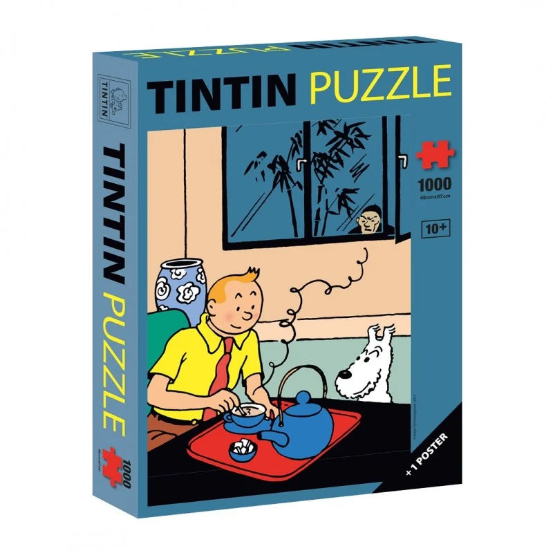 Tintin Blue Lotus Jigsaw Puzzle + Poster 1000 Pieces Moulinsart