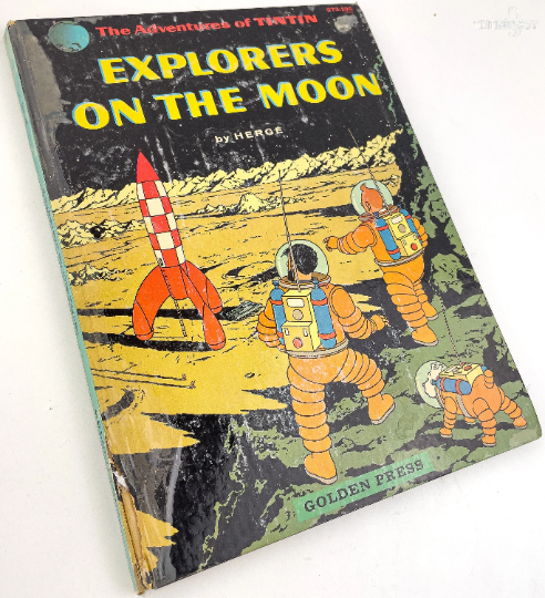 Explorers on the Moon Golden Press 1960 1st USA Edition Hardback Tintin book Herge EO