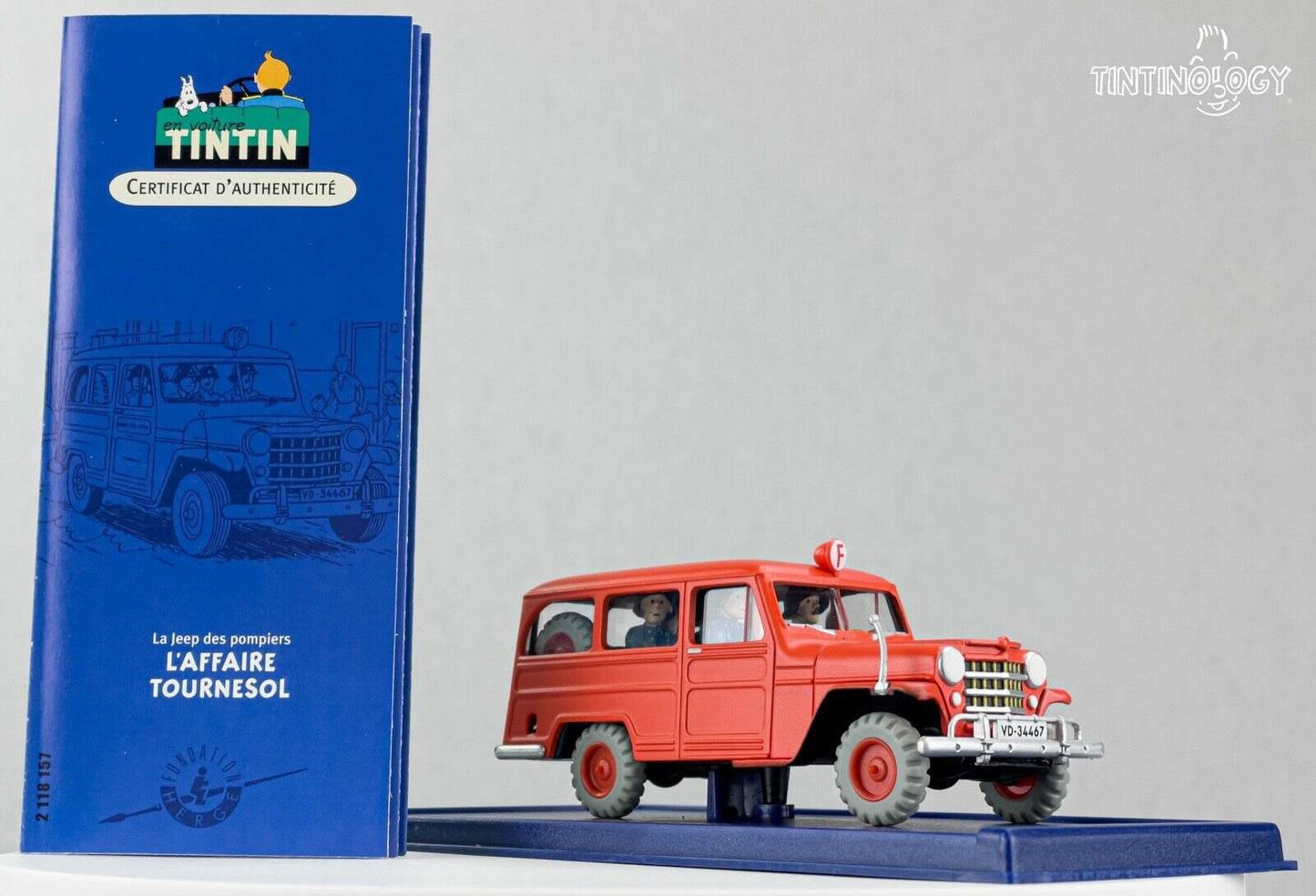 ATLAS TINTIN CAR # 57 Jeep Overland - Calculus Affair Herge model car 1/43 Scale