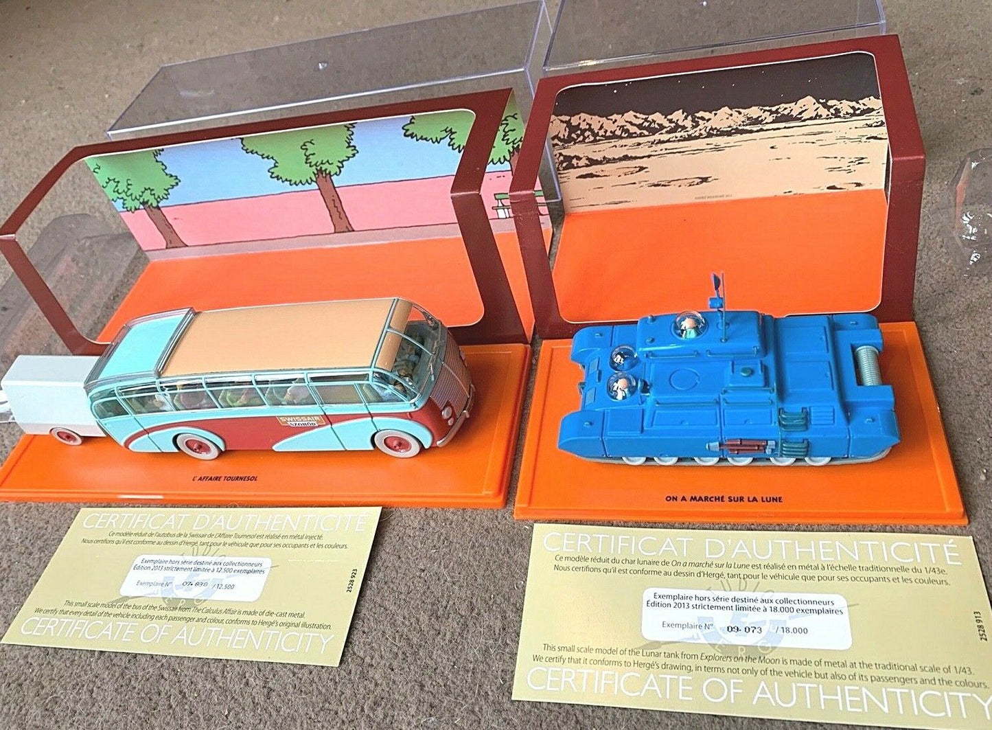 MOON TANK & SWISSAIR BUS Atlas 1/43 Tintin Car Models Voiture
