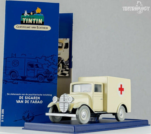 ATLAS TINTIN CAR # 56 White Ambulance Cigars Pharaoh Herge model car 1/43