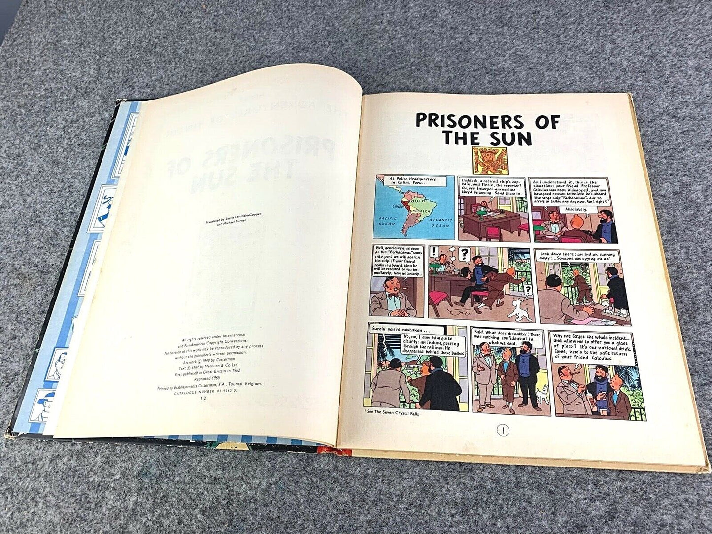 Prisoners of the Sun Methuen UK 2nd Reprint Edition 1965 Hardback Tintin Book Herge