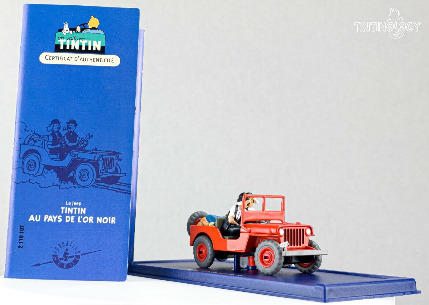 ATLAS TINTIN CAR # 7 Willys Jeep - Black Gold Herge model car 1/43 Scale Voiture