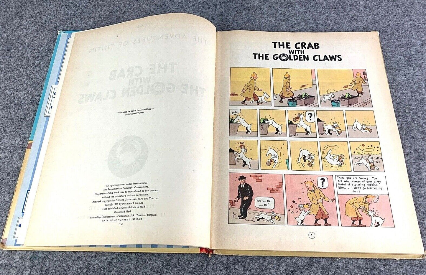 The Crab with the Golden Claws Methuen UK 2nd Reprint Edition 1964 Hardback Tintin Book Herge