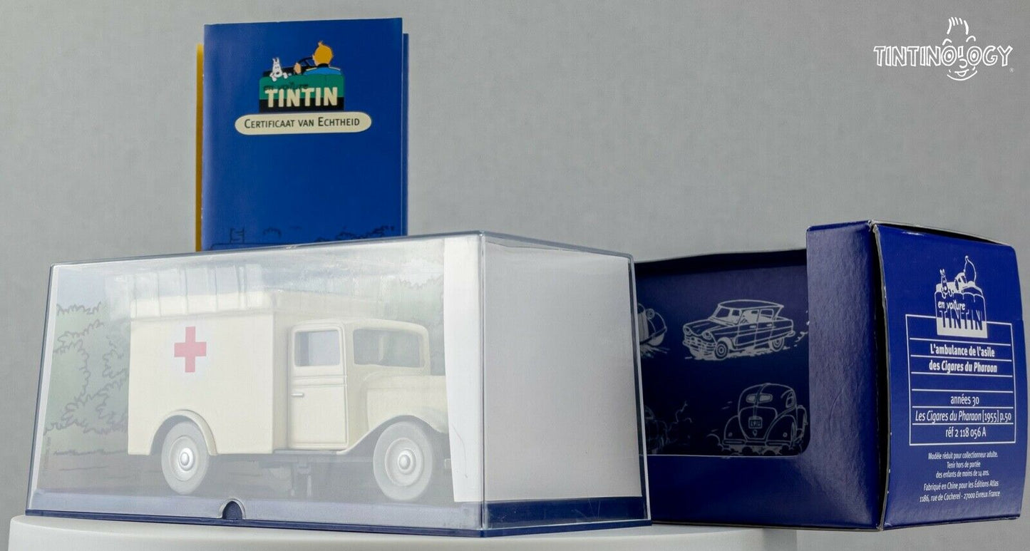ATLAS TINTIN CAR # 56 White Ambulance Cigars Pharaoh Herge model car 1/43