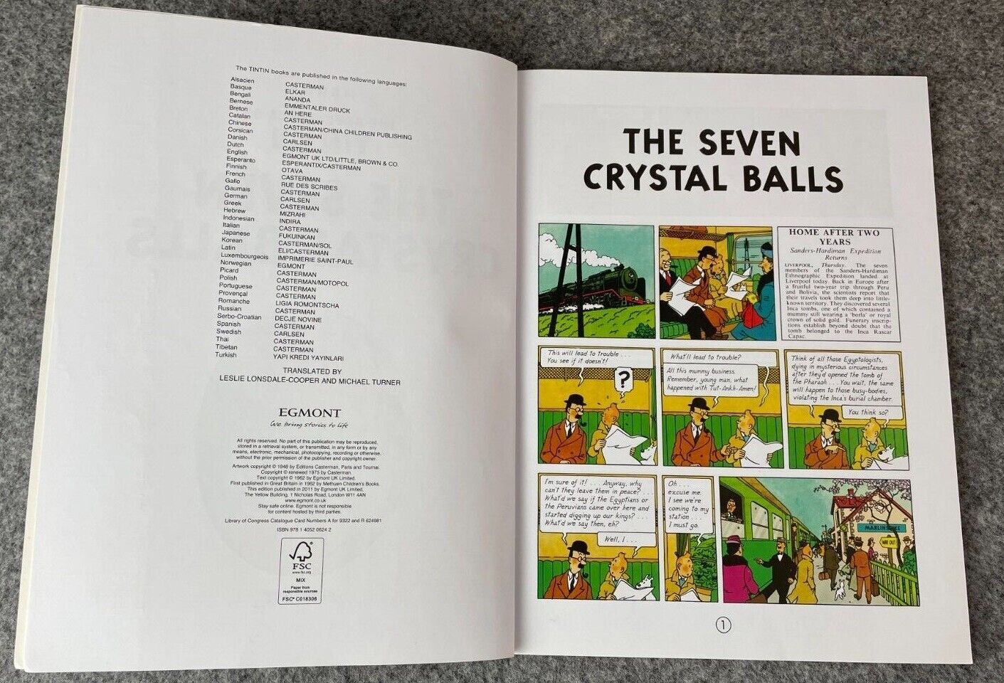 The 7 Crystal Balls Tintin Book Egmont UK Paperback Edition