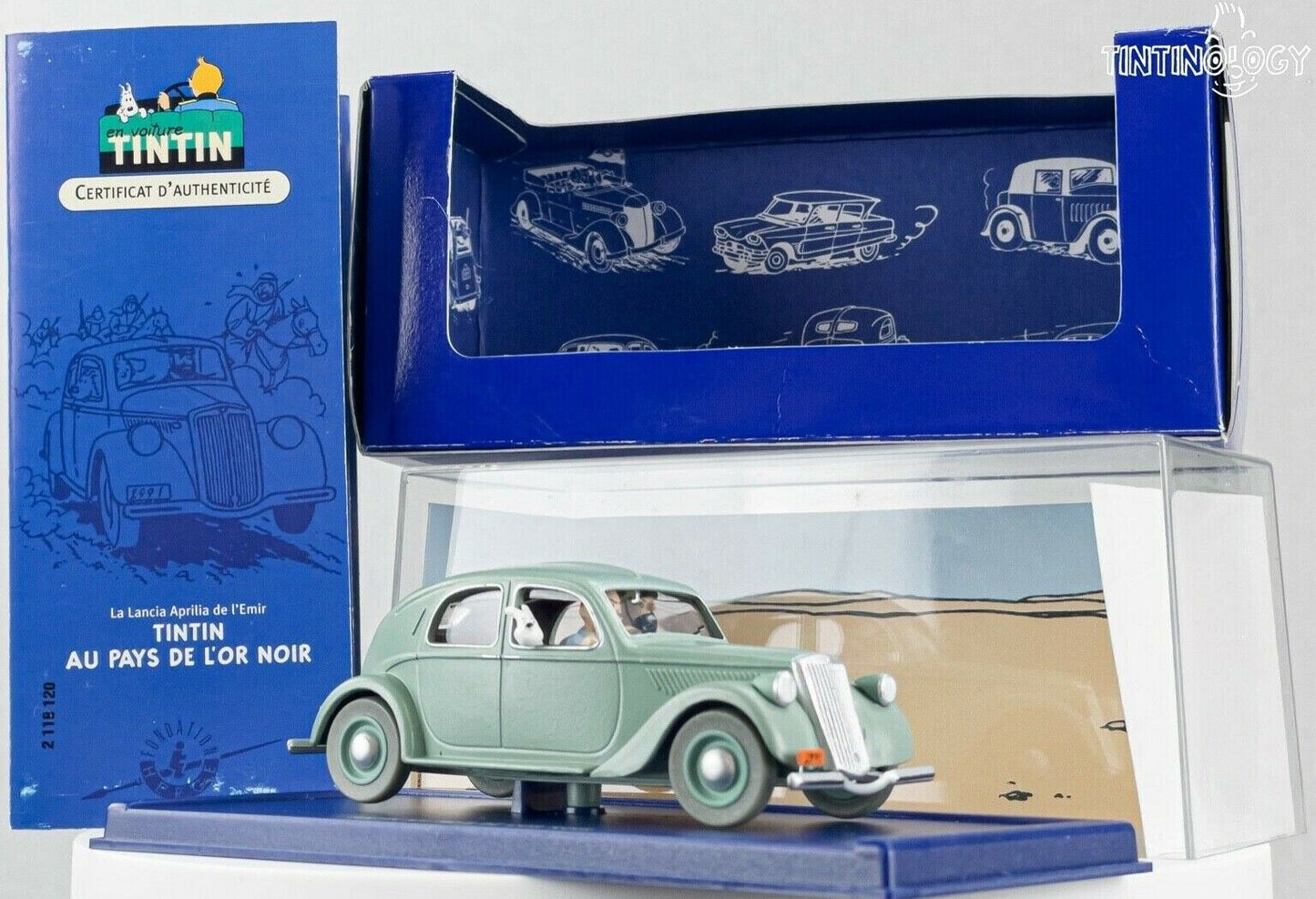 ATLAS TINTIN CAR # 20 Lancia Aprilia Land Black Gold Herge model car 1/43 Scale