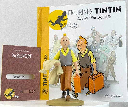 Tintin Figurines Officielle #95 Tintin & Suitcase: America Resin Model Figure